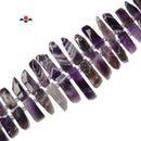 Chevron Amethyst Graduated Slab Slice Stick Points Beads Approx 20-45mm 15.5" Strand