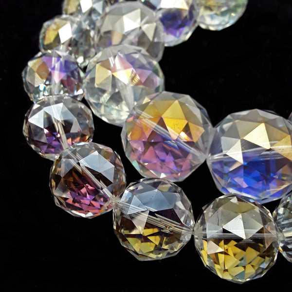 Clear AB Crystal Glass Faceted Balls Chandelier Sun Catcher Beads 24mm 30mm 8"