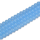 Light Blue Crystal Glass Smooth Round Beads Size 6mm 8mm 10mm 15.5" Strand