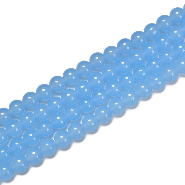 Light Blue Crystal Glass Smooth Round Beads Size 6mm 8mm 10mm 15.5" Strand