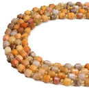 Yellow Crazy Lace Agate Prism Cut Double Point Faceted Round Beads 6mm 15.5'' Strand