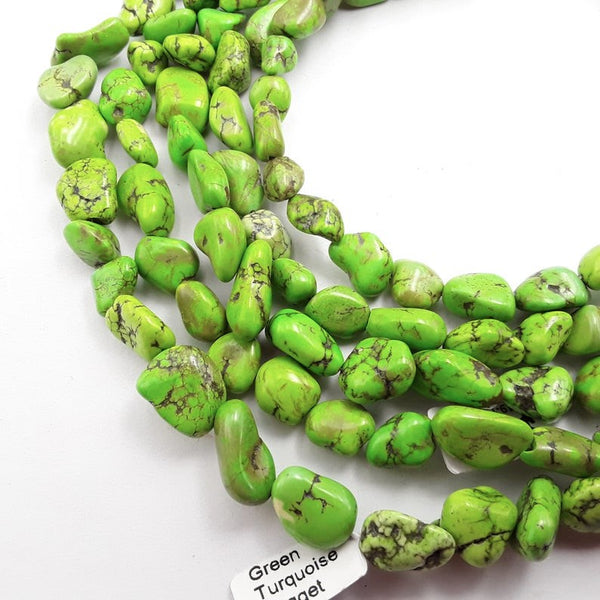 green turquoise smooth irregular nugget beads 