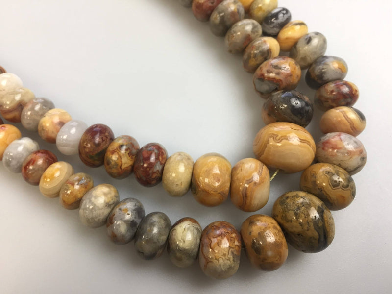 natural crazy agate graduated smooth rondelle beads