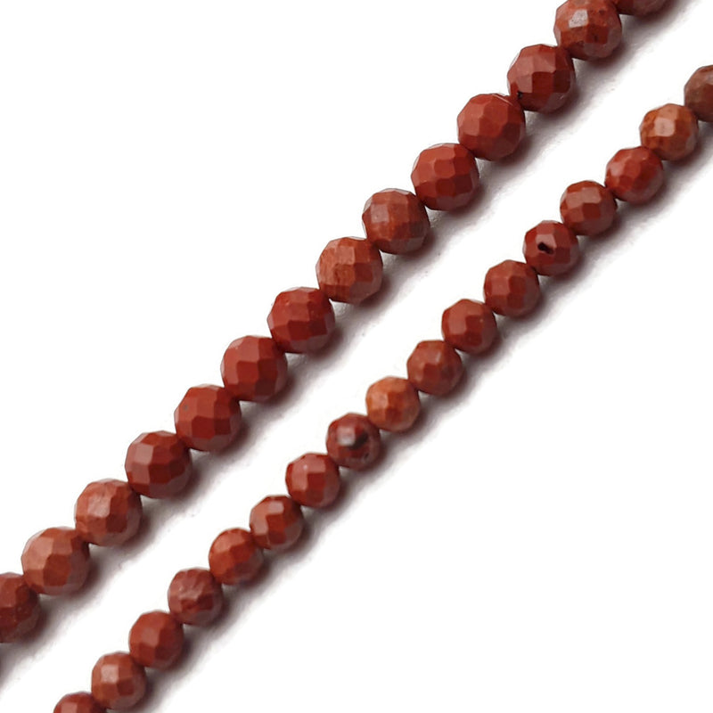 Natural Red Jasper Faceted Round Beads Size 3mm 4mm 15.5'' Strand