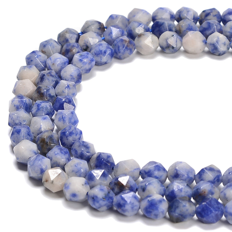 Natural Blue Spot Jasper Star Cut Beads Size 8mm 15.5'' Strand