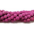Fuchsia Pink Lava Rock Stone Round Beads 8mm 15.5" Strand