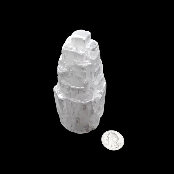 natural white selenite small tower inches light not included