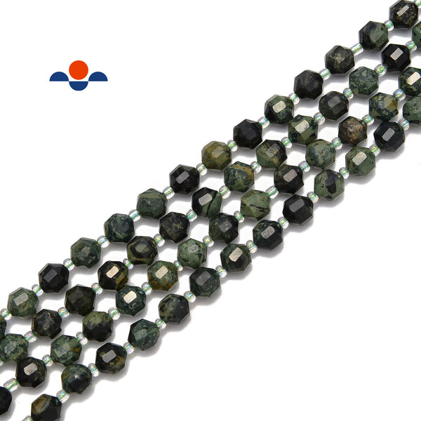 Kambaba Jasper Prism Cut Double Point Faceted Round Beads 8mm 15.5" Strand