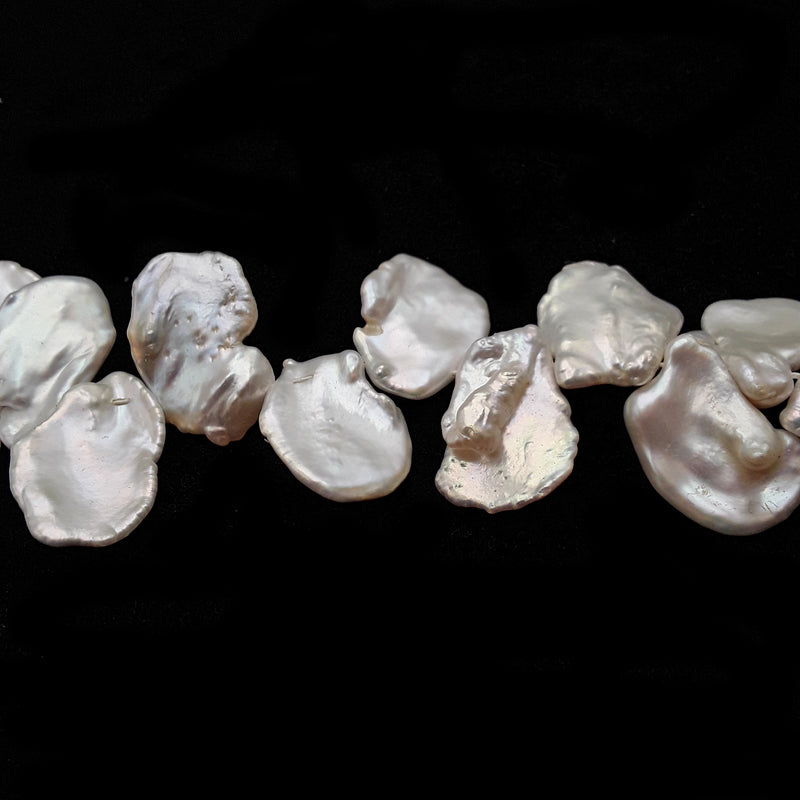 Fresh Water Pearl White Keshi Corn Flake Petals Beads 15-20mm 15.5" Strand