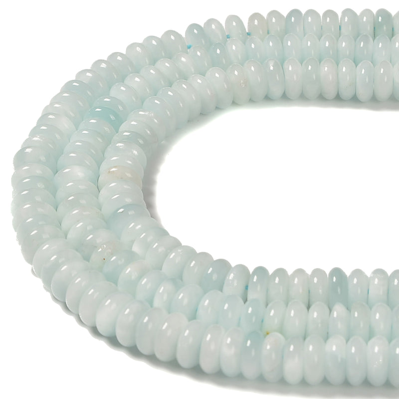Light Blue Chatoyant Celestite Smooth Rondelle Beads Size 4x10mm 15.5'' Strand