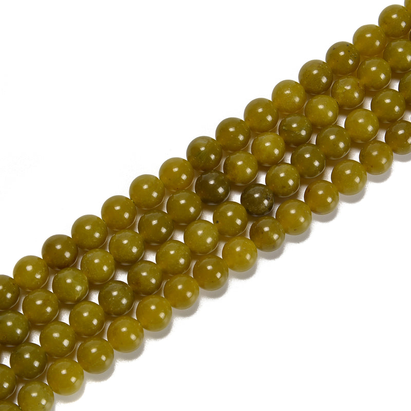 Natural Olive Green Jade Smooth Round Beads Size 6mm 8mm 10mm 15.5'' Strand
