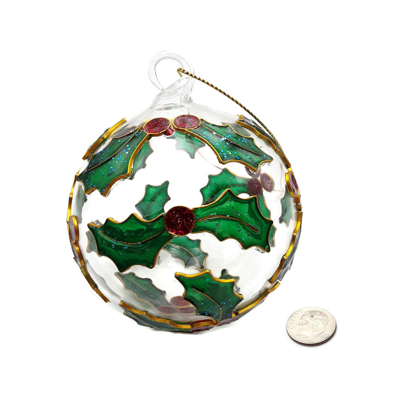 Cloisonne Christmas Tree Ornament Mistletoe Ball Decoration 3"