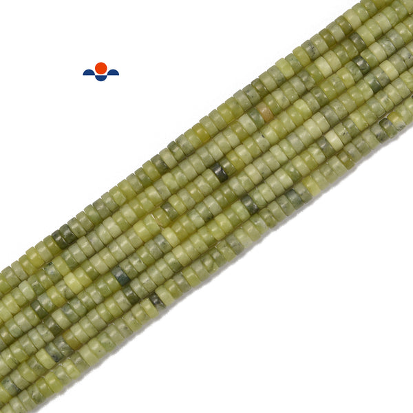 Natural Green Jade Heishi Disc Beads Size 2x4mm 15.5'' Strand