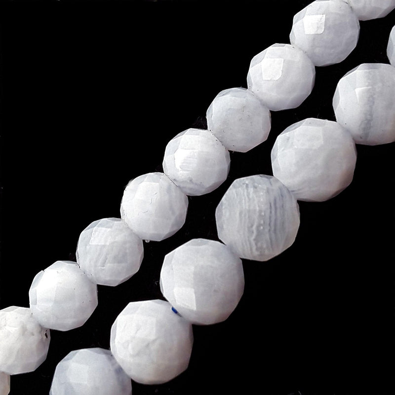 aaa blue lace agate faceted round beads