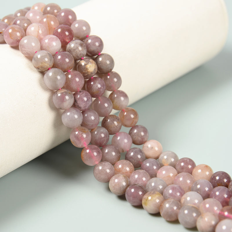 Multi Color Madagascar Rose Quartz Smooth Round Beads 6mm 8mm 10mm 15.5'' Strand