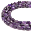 Amethyst Smooth Pebble Nugget Barrel Drum Beads Size 9x12mm 15.5" Strand