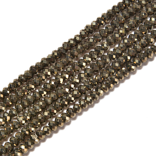 Pyrite Faceted Rondelle Beads Size 2x3mm 15.5'' Strand