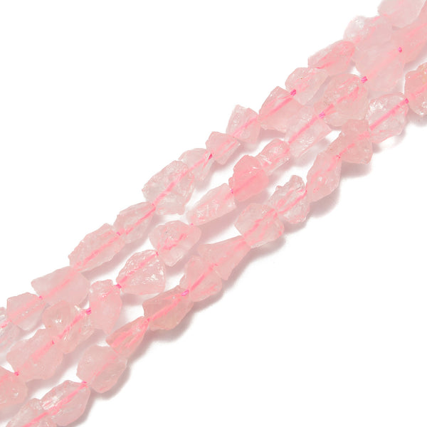 Rose Quartz Rough Nugget Chunks Side Drill Beads Approx 8x12mm 15.5" Strand