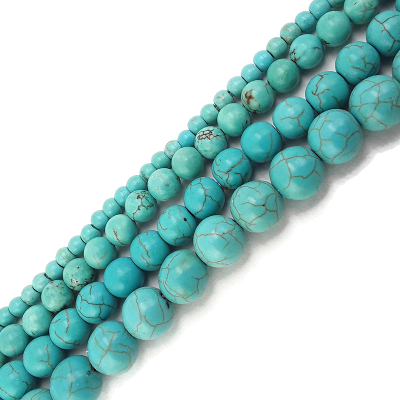 blue howlite turquoise smooth round beads