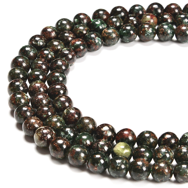 Natural Seraphinite Smooth Round Beads Size 5.5mm - 12mm 15.5'' Strand