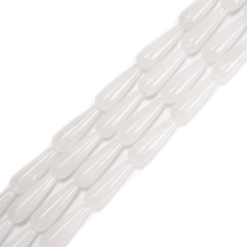 Natural Clear Quartz Smooth Full Teardrop Beads Size 10x30mm 15.5'' Strand