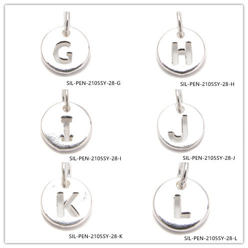 925 Sterling Silver Letter A to Z Pendant Charm Size 10mm Sold 3 Pcs Per Bag