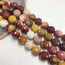mookaite jasper faceted round beads 