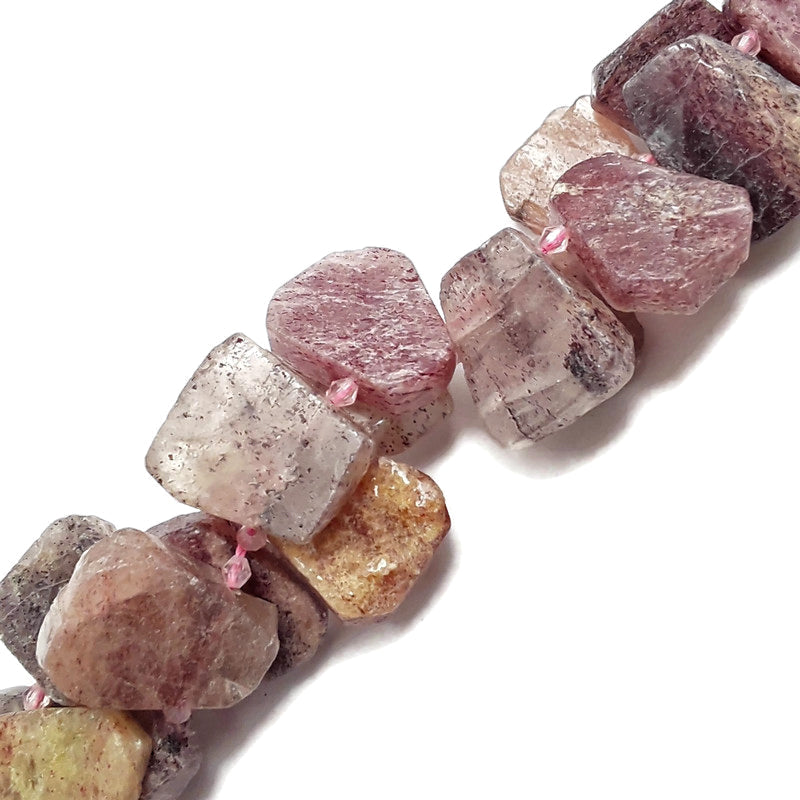 strawberry quartz graduated smooth trapezoid beads 