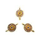 round evil eye charm gold silver plated copper micro pave zircon 