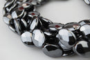 natural hematite faceted oval shape beads