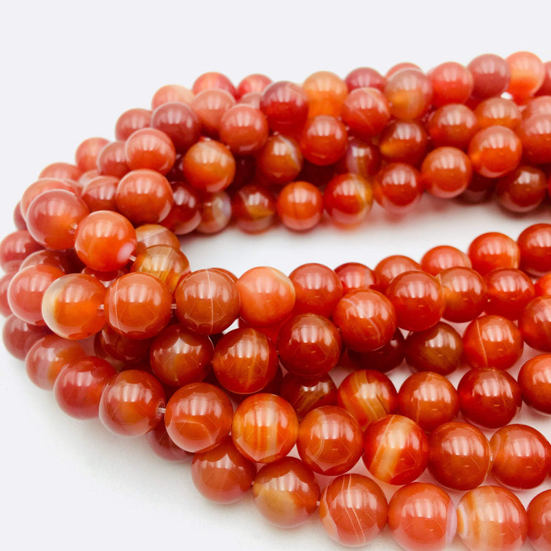 natural red Striped agate smooth round bracelet