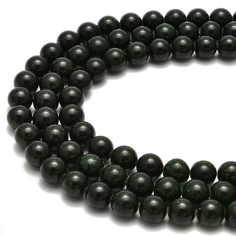Green Sand Goldstone Smooth Round Beads Size 6mm 8mm 10mm 15.5" Strand