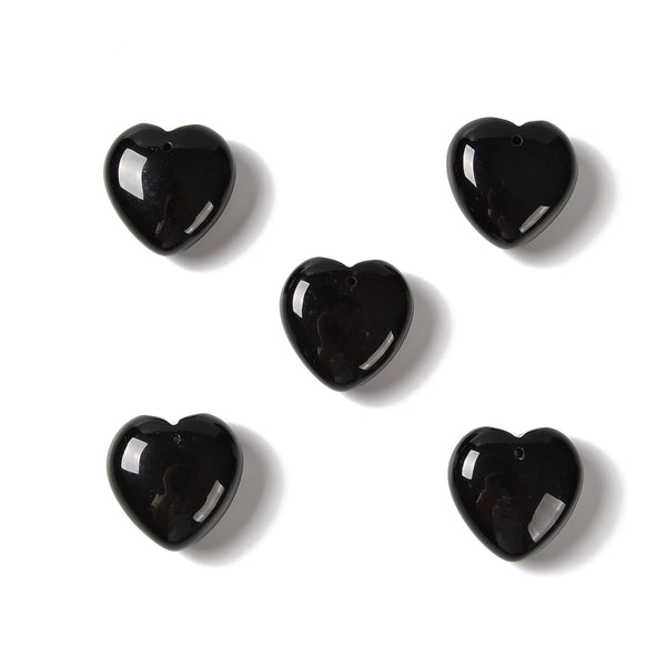 Black Onyx Heart Shape Pendant Size 30mm 40mm Sold Per Piece