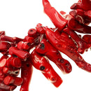 red bamboo coral branch Sticks Points beads