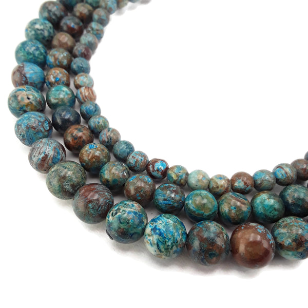 large hole blue calsilica jasper smooth round beads