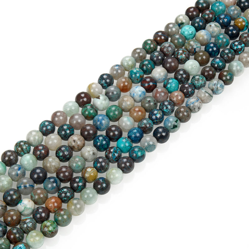 natural azurite fynchenite smooth round beads