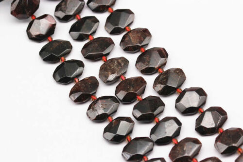 red garnet rectangle slice faceted octagon beads