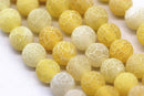 yellow fire agate Crackled matte round beads 