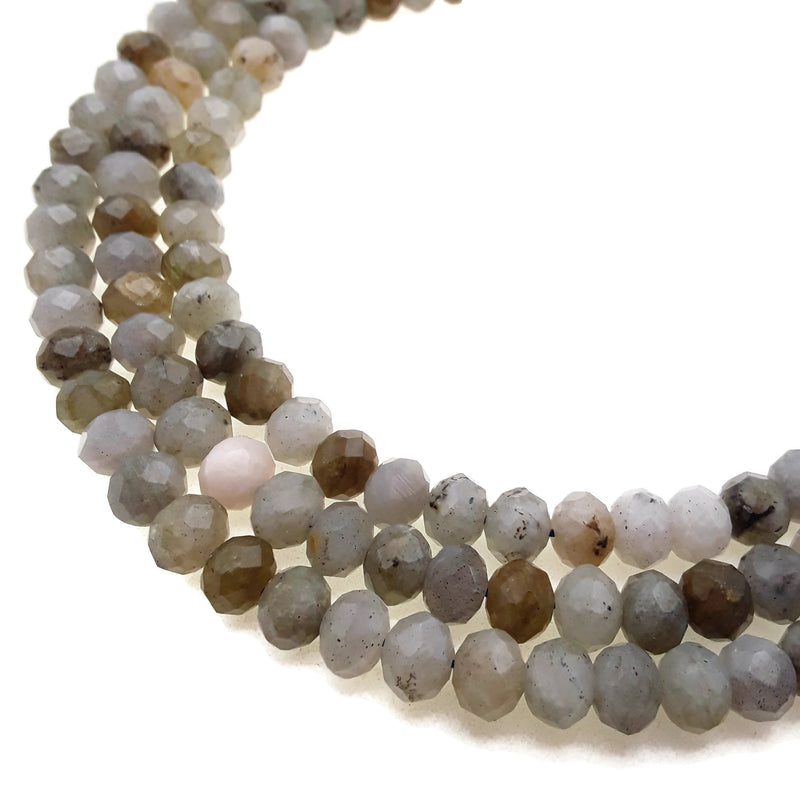 Gray Labradorite Faceted Rondelle Beads Approx 5x8mm 15.5" Strand