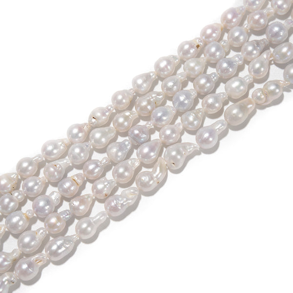 White Fresh Water Akoya Pearl Teardrop Beads Size 6x8mm-8x10mm 15.5'' Strand