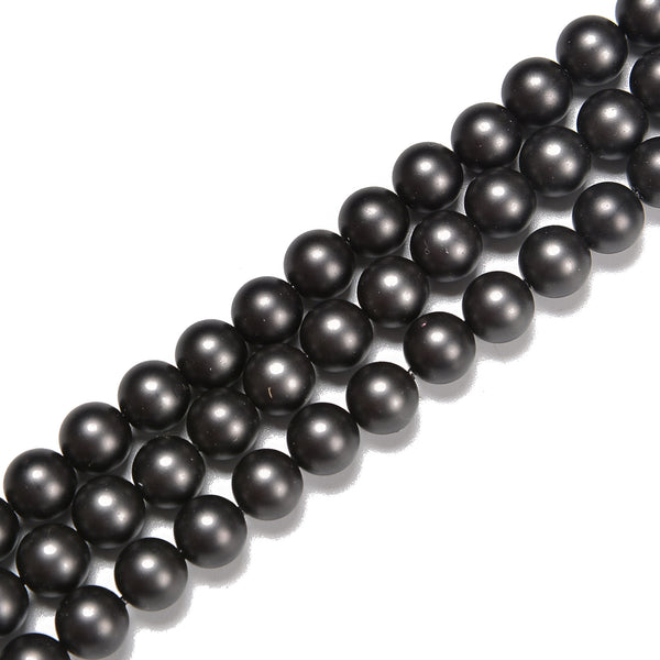 Black Gray Shell Pearl Matte Round Beads 6mm 8mm 10mm 15.5" Strand