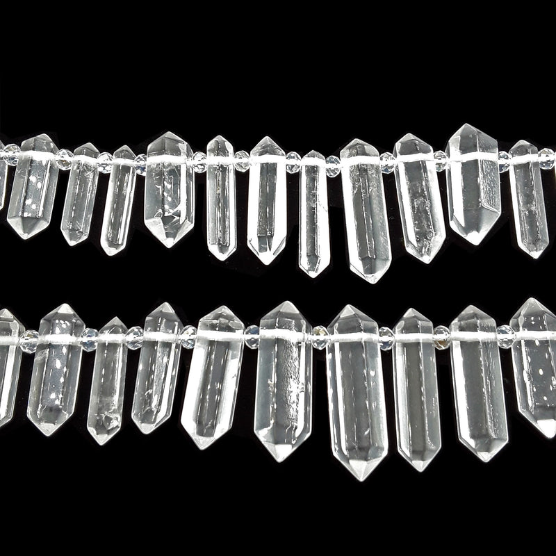 clear quartz graduated top drill faceted Points beads
