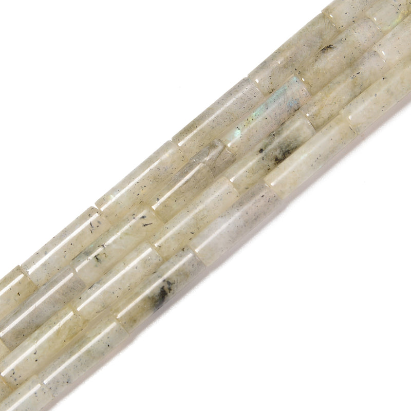 Natural White Labradorite Cylinder Tube Beads Size 4x13mm 15.5'' Strand