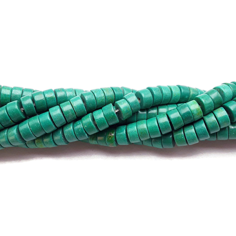 Green Howlite Turquoise Heishi Rondelle Discs Beads Size 3x6mm 15.5'' Strand