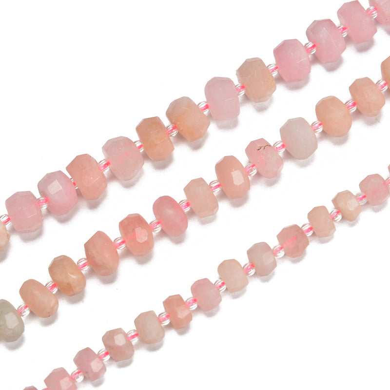 Pink Morganite Faceted Rondelle Beads Size 7-8mm 9-10mm 10-11mm 15.5" Strand