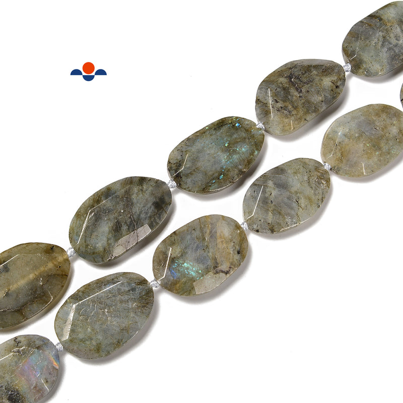 Natural Labradorite Faceted Oval Beads Size 25x38mm 15.5'' Strand