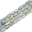 Natural Light Blue Kyanite Rough Faceted Cylinder Tube Beads 8x10mm 15.5''Strand