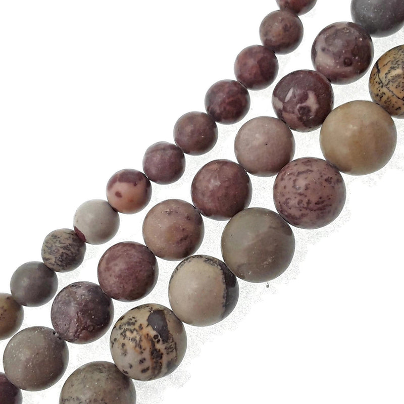 Chohua Coffee Bean Jasper Semi-Matte Round Beads 4mm 6mm 8mm 10mm 15.5" Strand