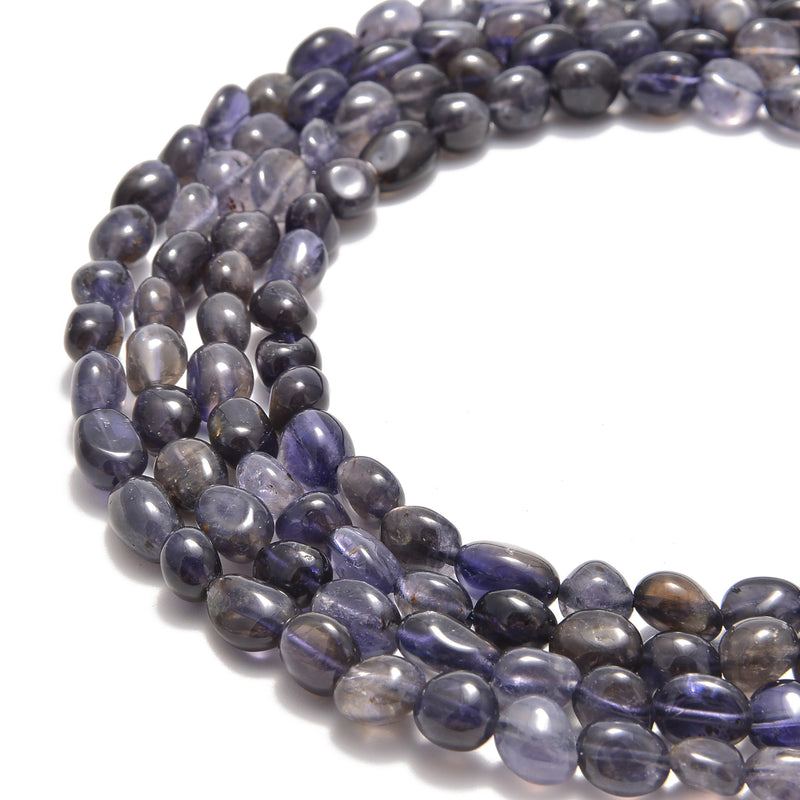 natural iolite pebble nugget beads