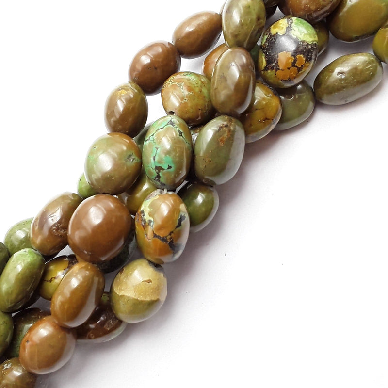 natural green brown turquoise polished oval beads